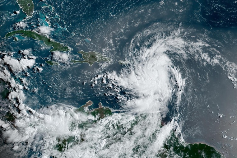 Tropical storm Ernesto over the Carribean.