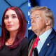 A split composite of Laura Loomer, Donald Trump, and Nick Fuentes.