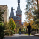 People walk through the Cornell University campus on Nov. 3, 2023 in Ithaca, N.Y.