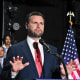 JD Vance delivers remarks during a campaign rally at 2300 Arena in Philadelphia.