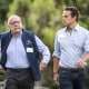 Rupert Murdoch and Lachlan Murdoch walk outside together