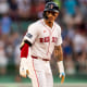 Jarren Duran #16 of the Boston Red Sox reacts after hitting a double during the first inning of a game against the Oakland Athletics on July 9, 2024 at Fenway Park in Boston, Massachusetts.