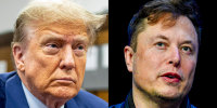 A split composite of Donald Trump and Elon Musk.