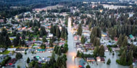 High water around homes.