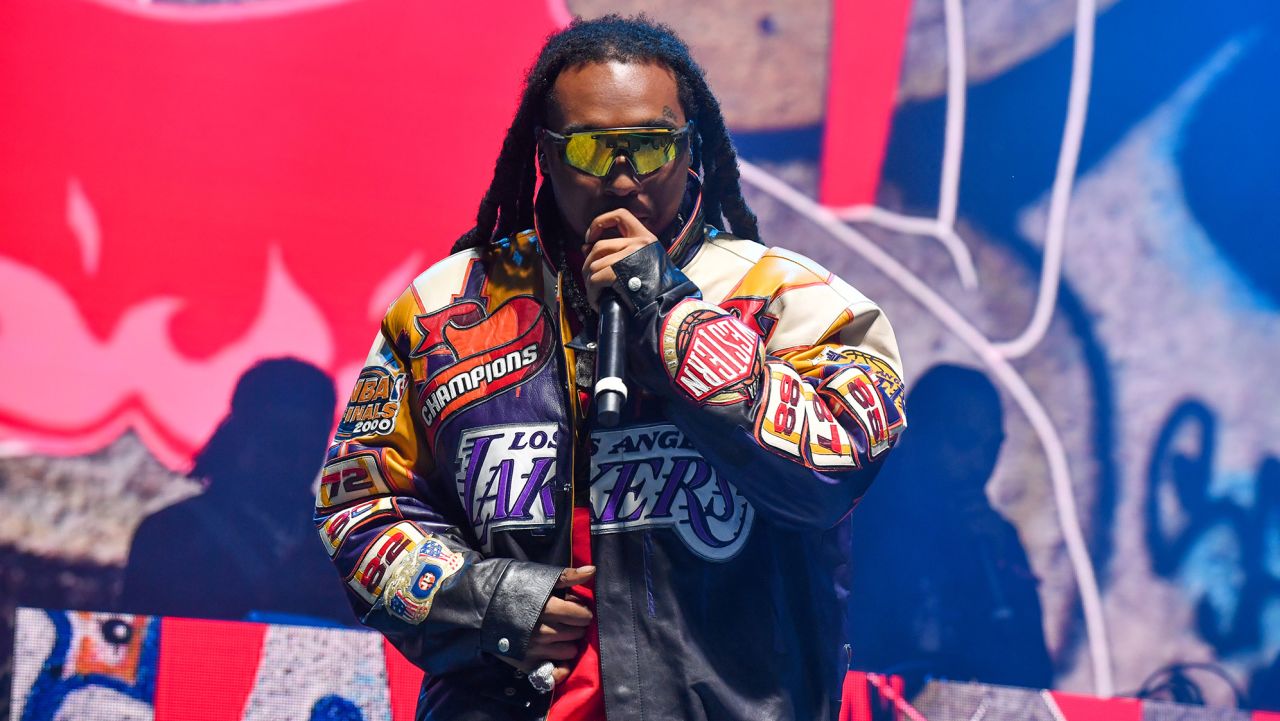 ATLANTA, GEORGIA - OCTOBER 08: Takeoff of Migos performs onstage during the 2022 ONE MusicFest at Central Park on October 08, 2022 in Atlanta, Georgia. (Photo by Aaron J. Thornton/WireImage)