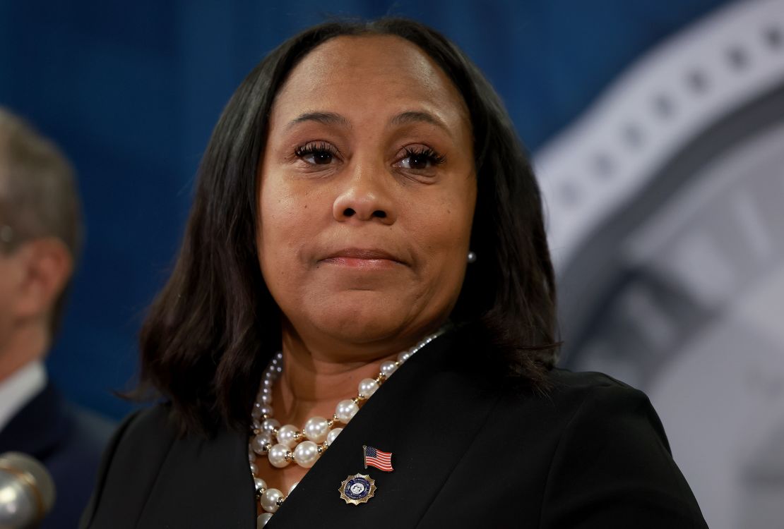 ATLANTA, GEORGIA - AUGUST 14: Fulton County District Attorney Fani Willis speaks during a news conference at the Fulton County Government building on August 14, 2023 in Atlanta, Georgia. A grand jury today handed up an indictment naming former President Donald Trump and his Republican allies over an alleged attempt to overturn the 2020 election results in the state.   (Photo by Joe Raedle/Getty Images)