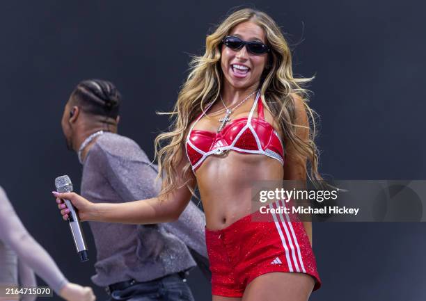 Tate McRae performs during Lollapalooza 2024 at Grant Park on August 3, 2024 in Chicago, Illinois.