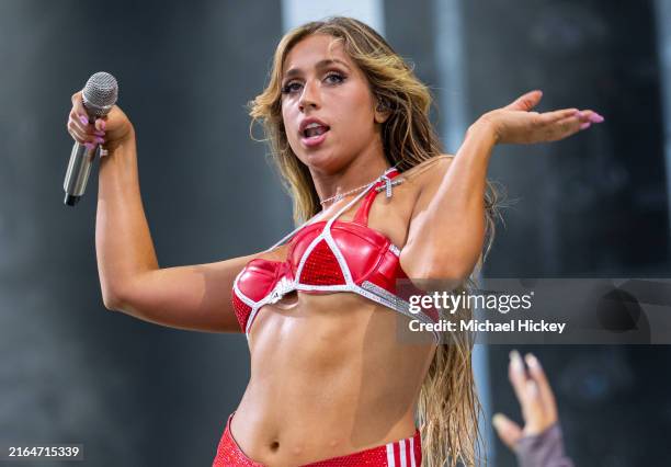 Tate McRae performs during Lollapalooza 2024 at Grant Park on August 3, 2024 in Chicago, Illinois.