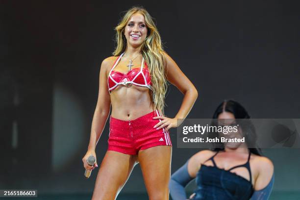 Tate McRae performs during Lollapalooza at Grant Park on August 03, 2024 in Chicago, Illinois.