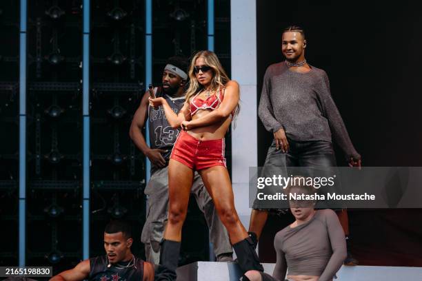 Tate McRae performs onstage during Lollapalooza at Grant Park on August 03, 2024 in Chicago, Illinois.