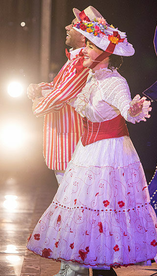 Mary Poppins actors performing on stage