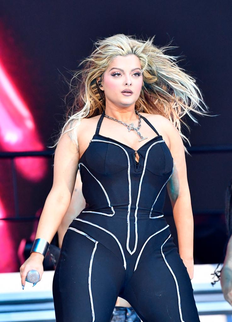 Bebe Rexha on stage. 