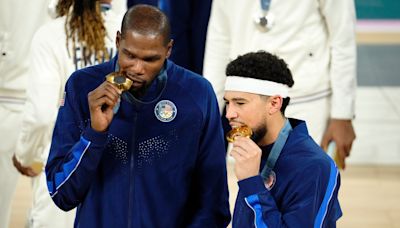 Phoenix Suns Kevin Durant, Devin Booker celebrate Team USA Olympic gold in Saint-Tropez