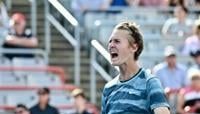 American Sebastian Korda celebrates a 7-6, 1-6, 6-4 quarter-final victory over Germany s Alexander Zverev at the ATP Montreal Masters