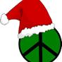 Smiley Face with Santa Hat and Peace Sign Clip Art