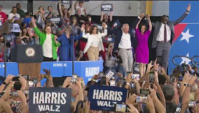 Kamala Harris, Tim Walz make campaign stop in Michigan Wednesday night