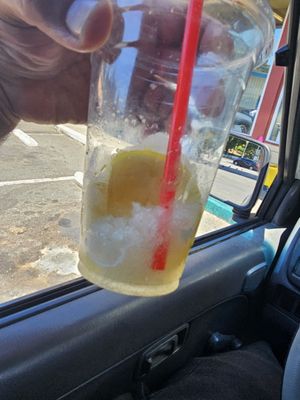 Photo of JJ fish & chicken - Oakland, CA, US. Half lemon slice taking up 1/3 space in my drink.