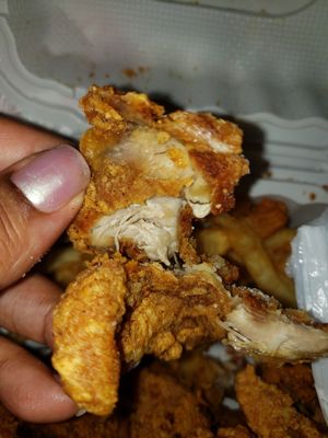 Photo of J J Fish and Chicken - Oakland, CA, US. Dry dark chicken